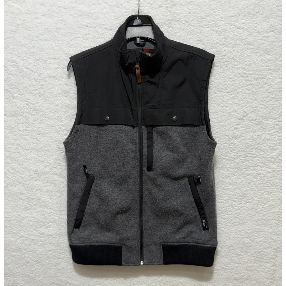 Woolrich Mens Vest Medium Gray Black Full Zip Outdoor Casual Layering‎